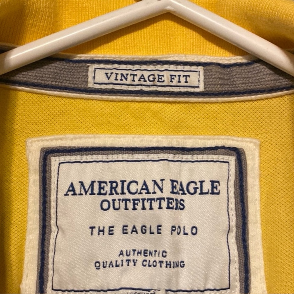 American Eagle Outfitters The Eagle Yellow Polo Vintage Fit Polo Shirt Men L NWT - Picture 5 of 7